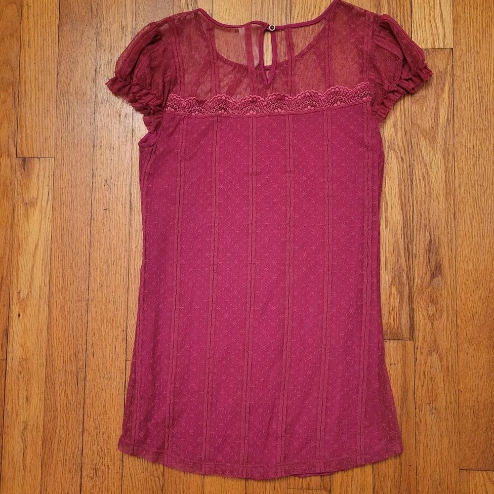 Free‎ People S Lace Babydoll Y2K Top Sheer Cap Sleeves Boho Coquette Chic Summer